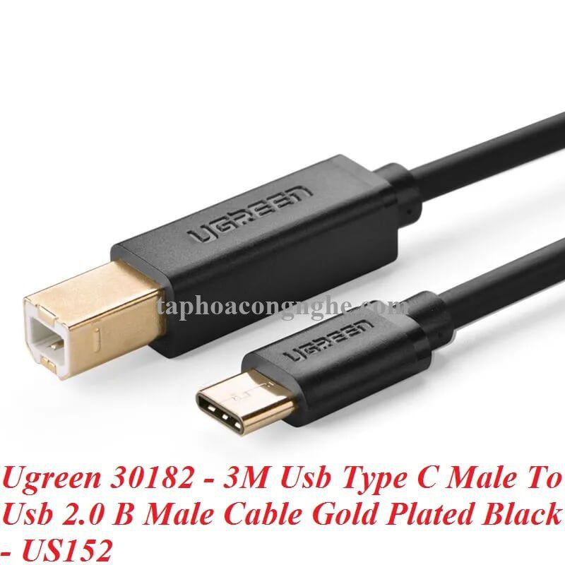 Ugreen 30182 3M màu đen Dây USB Type-C sang USB 2.0 đầu mạ vàng US152 30030182